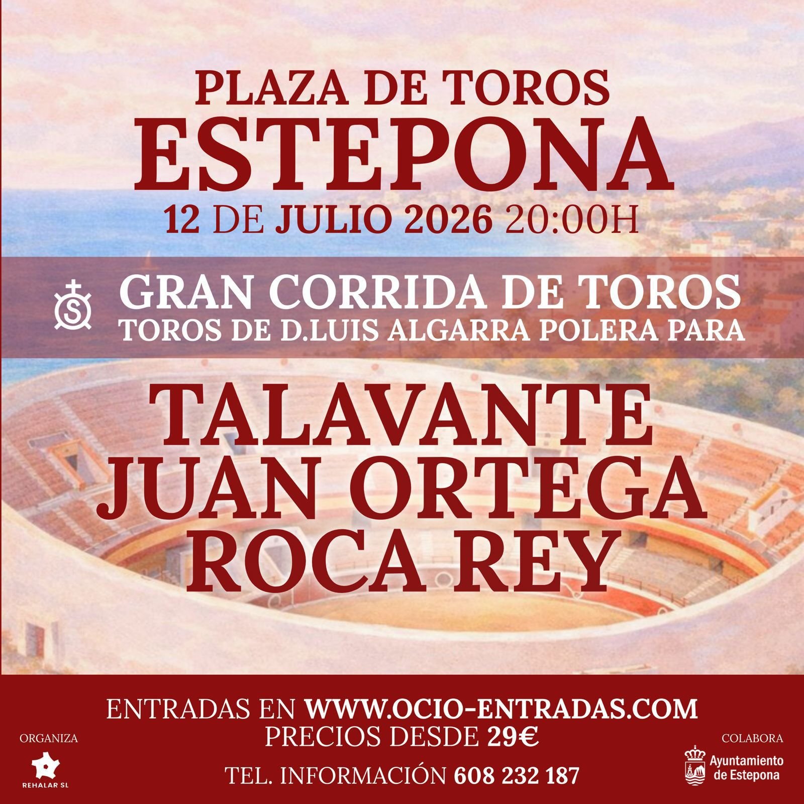 Alejandro Talavante, Juan Ortega y Roca Rey: Cartel de máxima categoría para la Feria de Estepona 2026