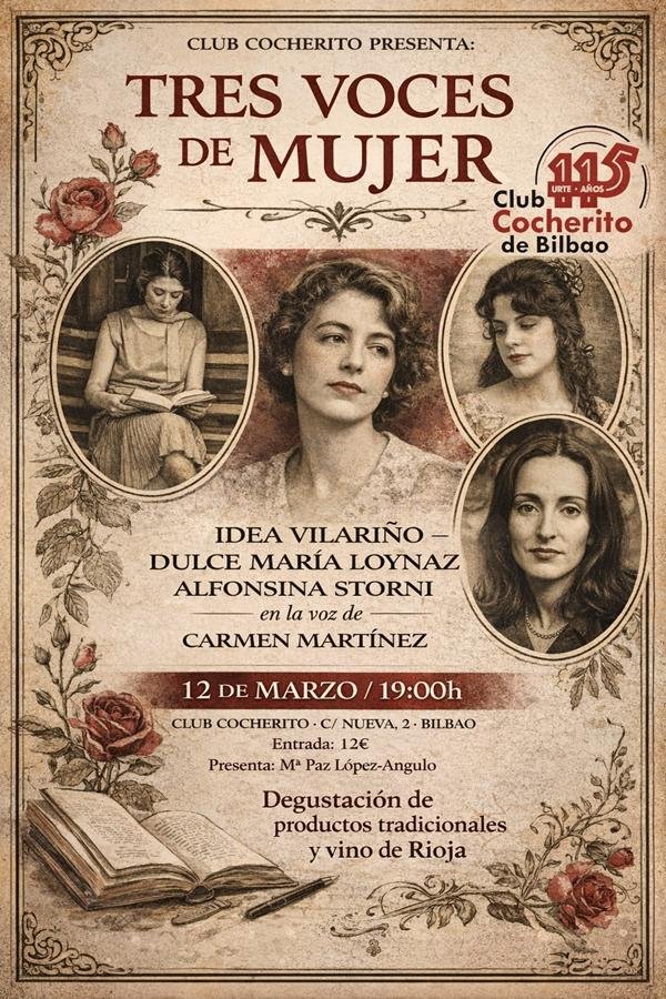 Recital poético “Tres voces de mujer” en el Club Cocherito de Bilbao