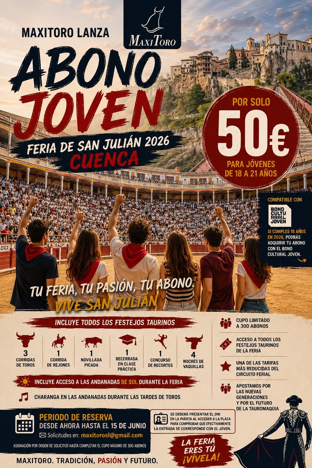 Maxitoro lanza un abono joven para San Julián: 50 euros para todas las corridas y vaquillas
