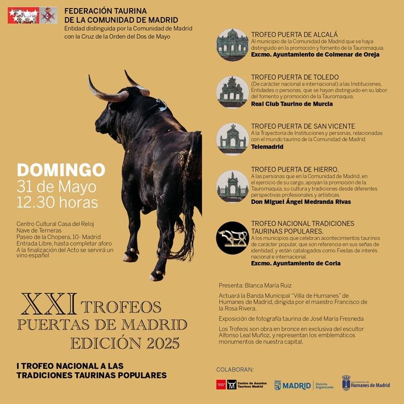 XXI Edición de los Trofeos Puertas de Madrid: Un homenaje a la tauromaquia y sus tradiciones