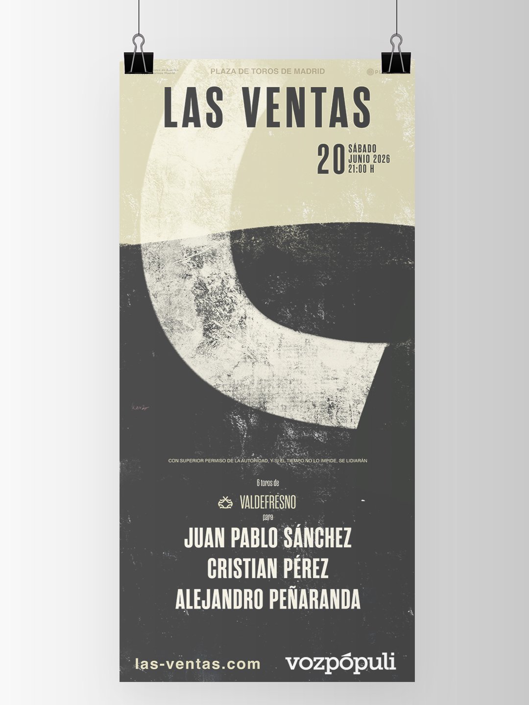 Juan Pablo Sánchez, Cristian Pérez y Alejandro Peñaranda con toros de Valdefresno el 20 de junio en Las Ventas