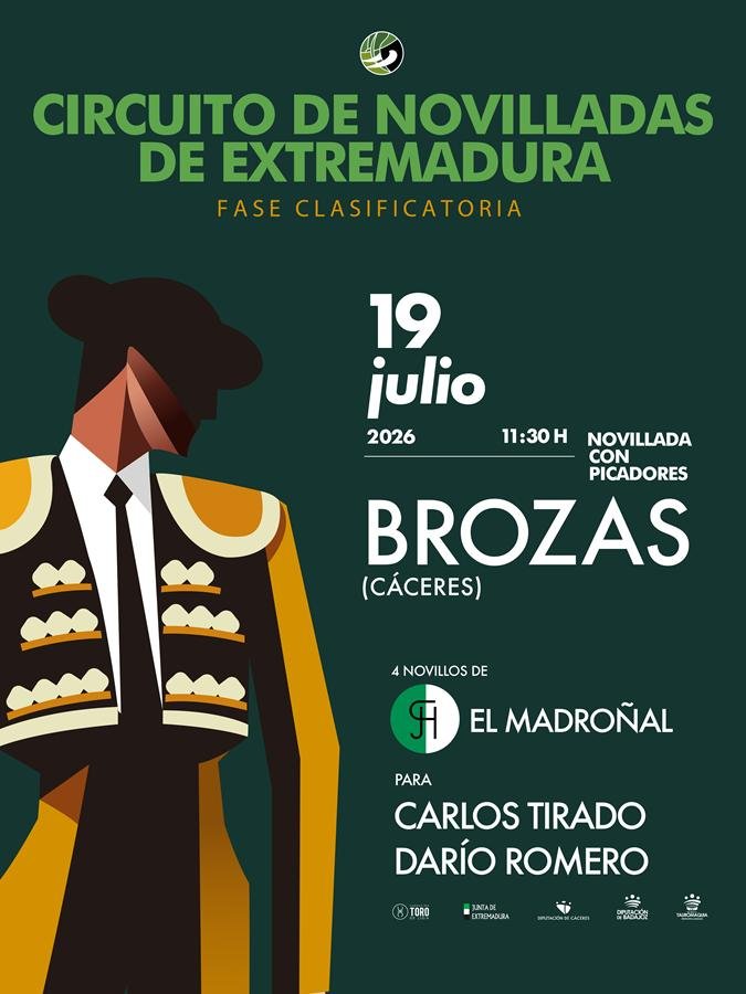 La novillada del Circuito de Extremadura en Brozas se Celebrará a las 11: 30 horas para no coincidir con la final del Mundial