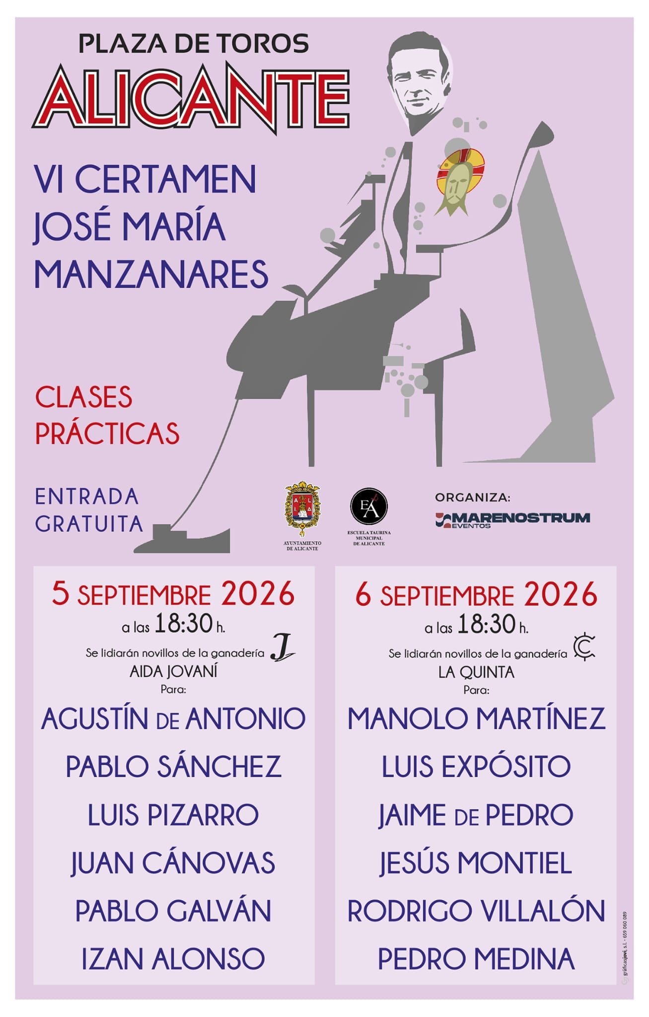 La plaza de toros de Alicante acogerá los días 5 y 6 de septiembre el VI Certamen “José María Manzanares” para alumnos de las escuelas taurinas