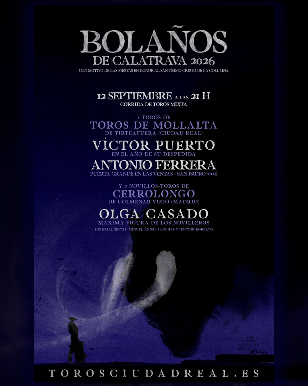Víctor Puerto se despide de Bolaños de Calatrava acompañado por Antonio Ferrera y Olga Casado