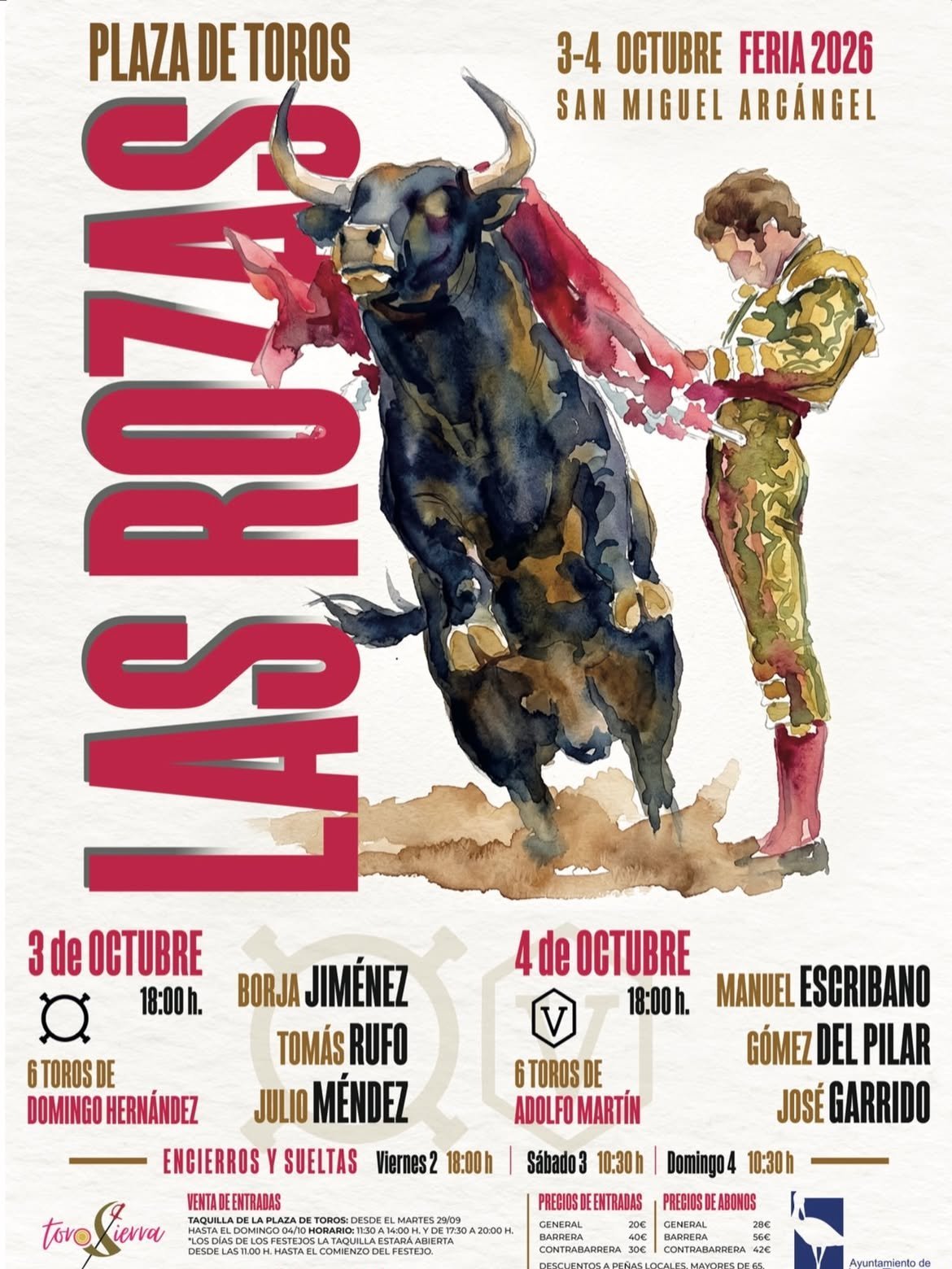 Las Rozas, cartel de figuras y jóvenes toreros para su Feria de San Miguel 2026