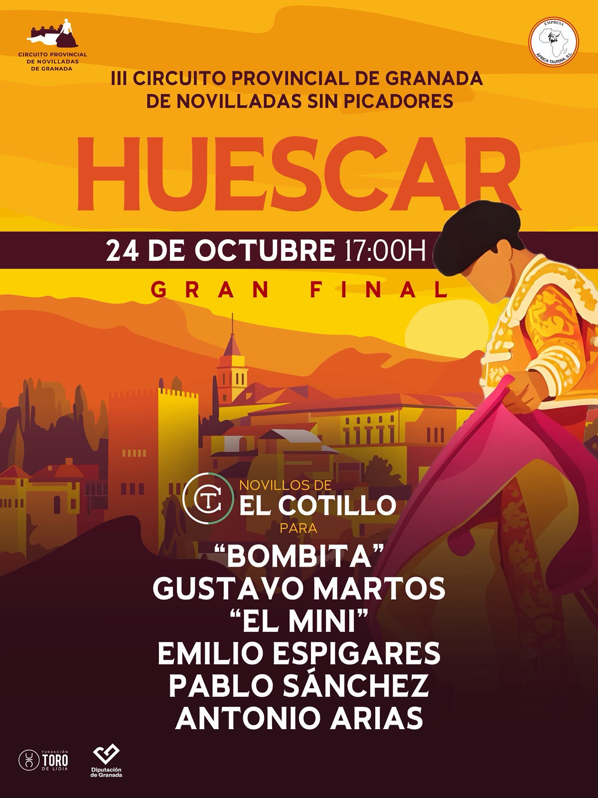 Emilio Espigares, Antonio Arias y Cristian Pedrosa “El Mini”, primeros finalistas del Circuito Provincial de Granada sin Picadores