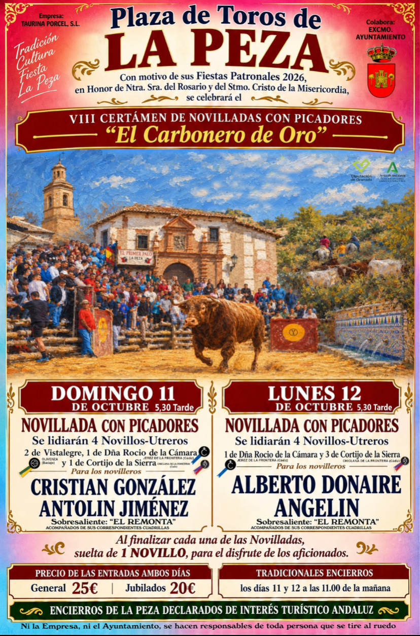 La Peza, programa dos novilladas los días 11 y 12 de octubre