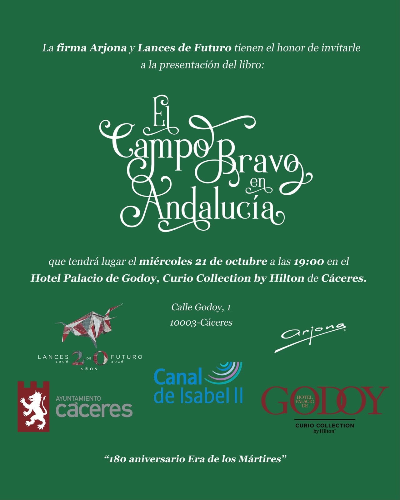 El libro ‘El Campo Bravo en Andalucía’, de la firma Arjona, se presentará el 21 de octubre en Cáceres